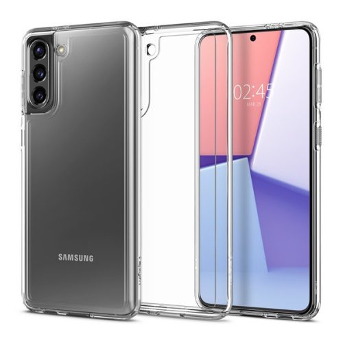 Samsung Galaxy S21 Plus 5G SM-G996, Műanyag hátlap védőtok + szilikon keret, Spigen Ultra Hybrid, átlátszó