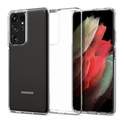 Samsung Galaxy S21 Ultra 5G SM-G998, Szilikon tok, Spigen Crystal Flex, átlátszó