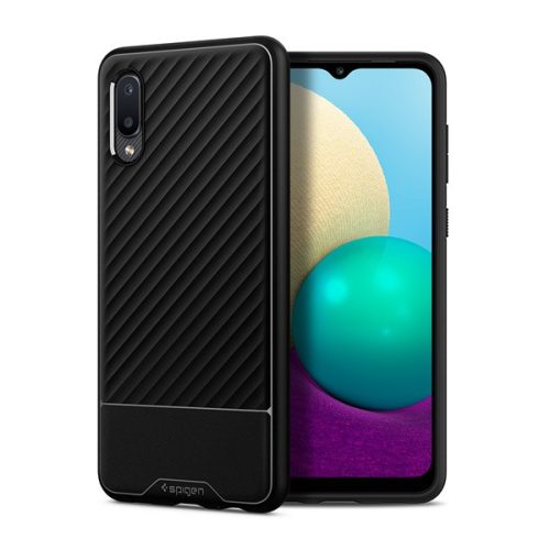 Samsung Galaxy A02 SM-A022F, Szilikon tok, Spigen Core Armor, karbon minta, fekete