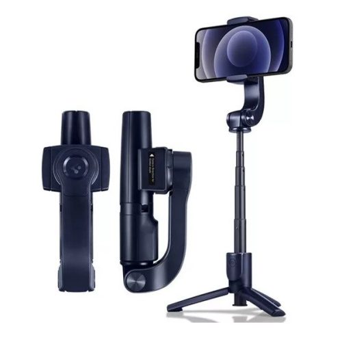 Selfie bot, 19 - 54 cm, 200°-ban forgatható, exponáló gombbal, bluetooth-os, v4.0, tripod állvány funkció, Spigen Gimbal S610W, kék