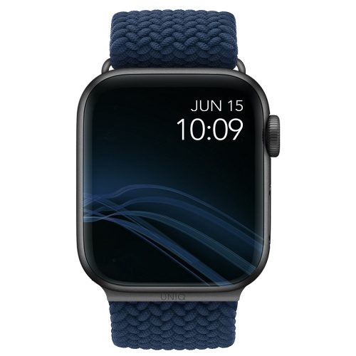 Apple Watch 1-6 (42 / 44 mm), szövet pótszíj, fonott, Uniq Aspen, kék