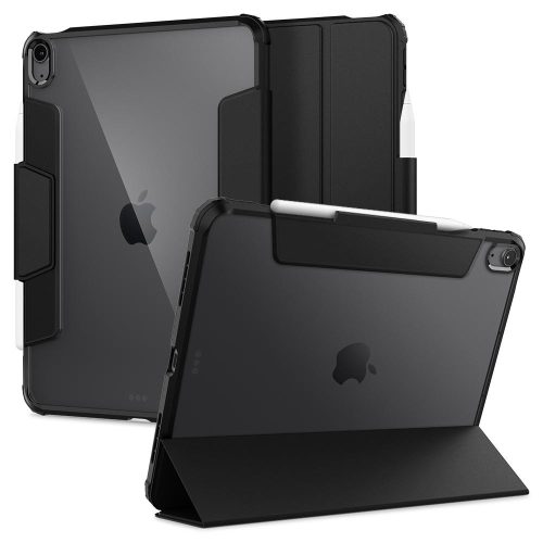 Apple iPad Air (2020) / iPad Air (2022), mappa tok, légpárnás sarok, közepesen ütésálló, Apple Pencil tartóval, Smart Case, Spigen Ultra Hybrid Pro, átlátszó/fekete