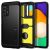 Samsung Galaxy A52 / A52 5G / A52s 5G SM-A525F / A526B / A528B, Szilikon tok + műanyag hátlap, kitámasztóval, Spigen Tough Armor, fekete