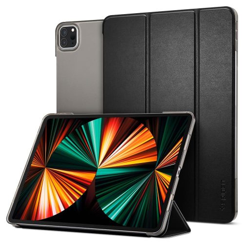 Apple iPad Pro 12.9 (2021) / iPad Pro 12.9 (2022), mappa tok, Smart Case, Spigen Smart Fold, fekete