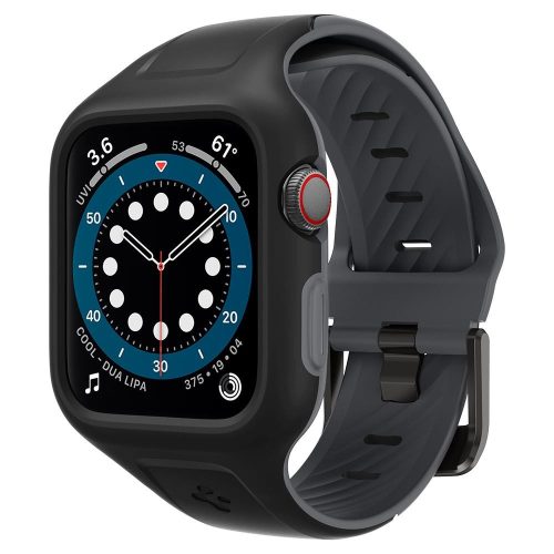 Apple Watch 4-6, SE (40mm), Szilikon védőkeret és szíj, Spigen Liquid Air Pro, fekete