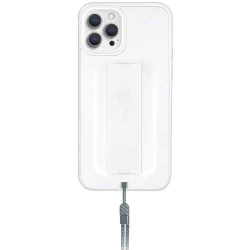Apple iPhone 12 Pro Max, Szilikon keret + műanyag hátlap, ujjpánt + csuklópánt, Uniq Hybrid Heldro, fehér