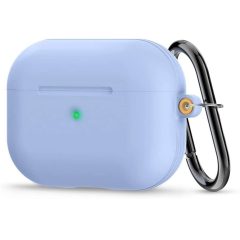   Bluetooth fülhallgató töltőtok tartó, szilikon, vezeték nélküli töltés támogatás, karabiner, Apple AirPods Pro kompatibilis, Spigen Ciel Cyrill Basic, kék