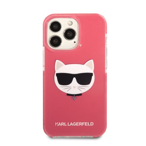 Karl Lagerfeld Choupette Head TPE szilikon hátlap tok Apple iPhone 13 Pro, rózsaszín