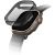 Apple Watch 7-8 (41mm), Szilikon védőkeret, 4H képernyővédő fóliával, szíj nélkül, közepesen ütésálló, Uniq Garde Hybrid, átlátszó/fekete