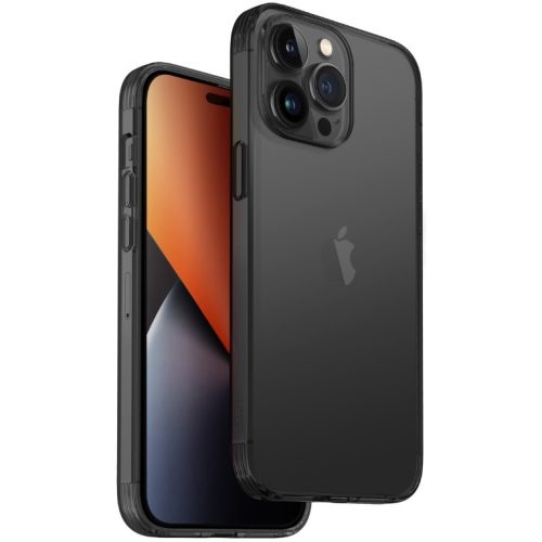 Apple iPhone 14 Pro Max, Szilikon tok, közepesen ütésálló, légpárnás keret, Uniq Hybrid Air Fender, átlátszó/fekete