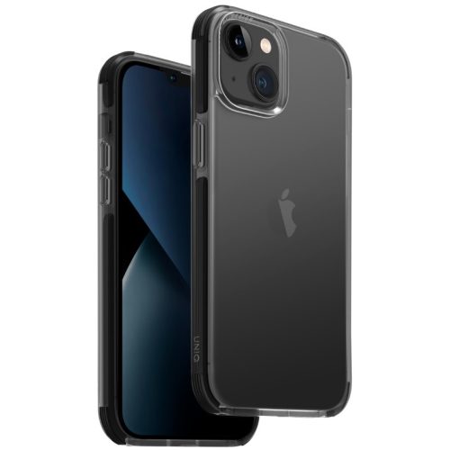 Apple iPhone 14 Plus, Szilikon keret + műanyag hátlap, közepesen ütésálló, légpárnás sarok, Uniq Combat, átlátszó/fekete