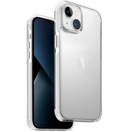 Apple iPhone 14 Plus, Szilikon keret + műanyag hátlap, közepesen ütésálló, légpárnás sarok, Uniq Combat, átlátszó/fehér
