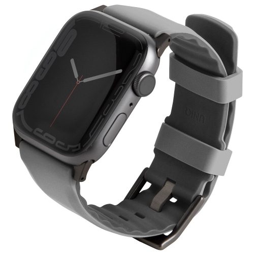 Apple Watch 1-6, SE (42 / 44 mm) / Watch 7-8 (45 mm) / Watch Ultra (49 mm), szilikon pótszíj, Uniq Linus, szürke