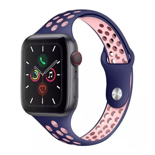 Apple Watch 4-6, SE, SE (2022) (38 / 40 mm) / Watch 7-9 (41 mm), szilikon pótszíj, állítható, lyukacsos, Phoner, kék/rózsaszín