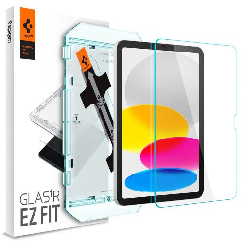 Apple iPad 10.9 (2022), Kijelzővédő fólia, ütésálló fólia, Tempered Glass (edzett üveg), Spigen Ez Fit, Clear