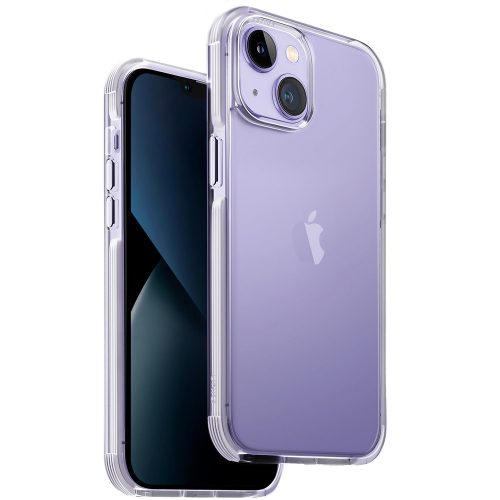 Apple iPhone 14 Plus, Szilikon keret + műanyag hátlap, közepesen ütésálló, légpárnás sarok, Uniq Combat, átlátszó/lila