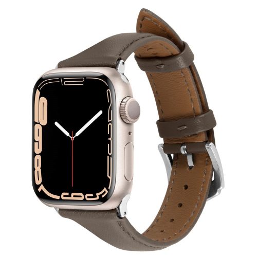 Apple Watch 1-6, SE (38 / 40 mm) / Watch 7-8 (41 mm), valódi bőr pótszíj, Spigen Cyrill Kajuk, khaki