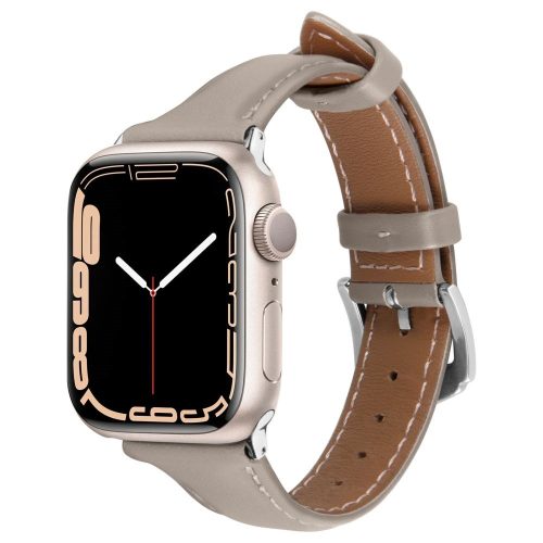 Apple Watch 1-6, SE (38 / 40 mm) / Watch 7-8 (41 mm), valódi bőr pótszíj, Spigen Cyrill Kajuk, krém