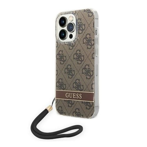 Guess 4G Print Strap Apple iPhone 14 Pro Max hátlap tok, barna