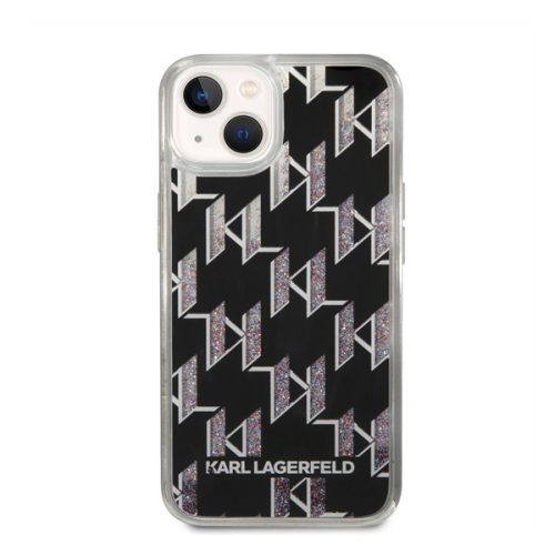 Karl Lagerfeld Liquid Glitter Monogram Apple iPhone 14 hátlap tok, fekete