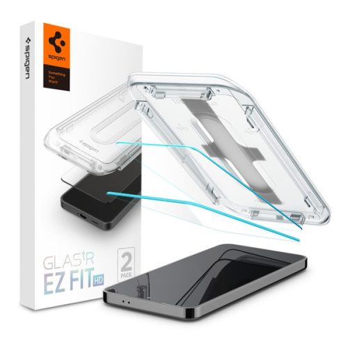 Samsung Galaxy S24 Plus SM-S926, Kijelzővédő fólia, ütésálló fólia (az íves részre is!), Tempered Glass (edzett üveg), Spigen Ez Fit HD, Clear, 2 db / csomag