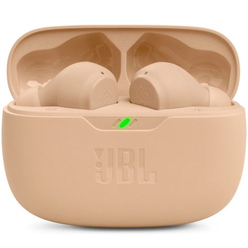 Bluetooth sztereó fülhallgató, v5.2, TWS, töltőtok, érintés vezérlés, vízálló, JBL Wave Beam, bézs