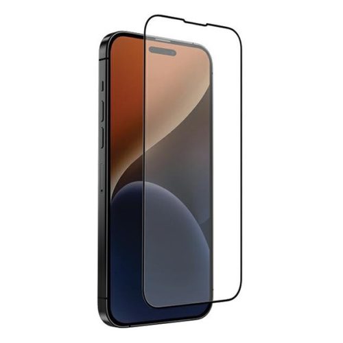 Apple iPhone 15 Pro Max, Kijelzővédő fólia, ütésálló fólia (az íves részre is!), Tempered Glass (edzett üveg), tükröződésmentes, Uniq Optix Matte, fekete