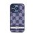 DKNY PU Leather Checkered Pattern and Stripe Apple Iphone 15 Pro tok, kék