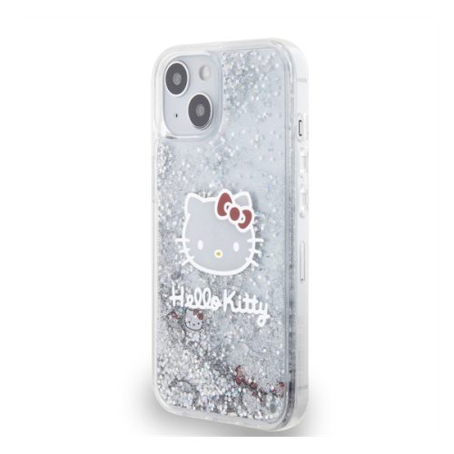 Hello Kitty Liquid Glitter Electroplating Head Logo Apple Iphone 13 hátlap tok, átlátszó