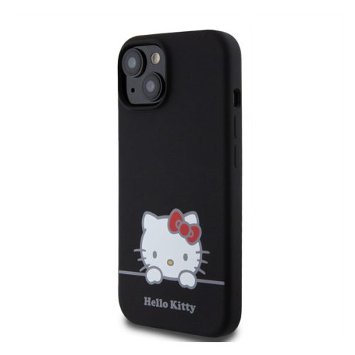 Hello Kitty Liquid Silicone Daydreaming Logo Apple Iphone 15 hátlap tok, fekete