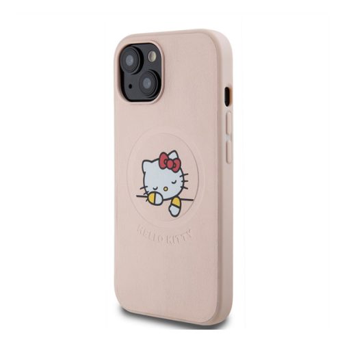 Hello Kitty PU Kitty Asleep Logo Apple Iphone 15 Magsafe hátlap tok, rózsaszín