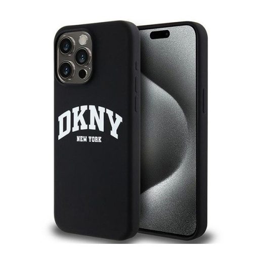 DKNY Liquid Silicone Arch Logo iPhone 15 Pro Max MagSafe hátlap tok, fekete