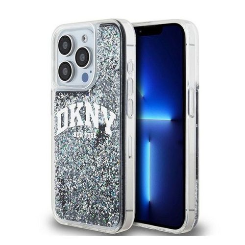 DKNY Liquid Glitter Arch Logo iPhone 15 Pro hátlap tok, fekete