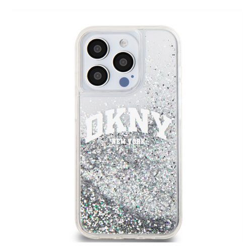 DKNY Liquid Glitter Arch Logo iPhone 14 Pro Max hátlap tok, átlátszó