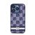 DKNY PU Leather Checkered Pattern and Stripe Apple iPhone 15 Pro Max hátlap tok, kék