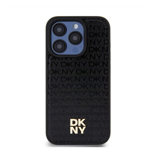DKNY PU Leather Repeat Pattern Stack Logo Apple iPhone 12/12 Pro Magsafe kompatibilis hátlap tok, fekete