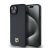 DKNY PU Leather Repeat Pattern Stack Logo Apple iPhone 15 Plus Magsafe kompatibilis hátlap tok, fekete