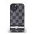 DKNY PU Leather Checkered Pattern and Stripe Apple iPhone 13 hátlap tok, fekete