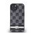 DKNY PU Leather Checkered Pattern and Stripe Apple iPhone 14 hátlap tok, fekete