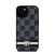 DKNY PU Leather Checkered Pattern and Stripe Apple iPhone 15 hátlap tok, fekete