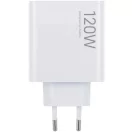 Hálózati töltő adapter, 120W, USB aljzat, gyorstöltés, GaN, Xiaomi, fehér, gyári