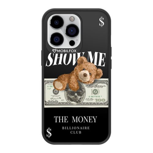 Apple iPhone 13 Pro, Műanyag hátlap védőtok + szilikon, közepesen ütésálló, Show Me The Money minta, Mobilfox Full Shock, mintás/fekete
