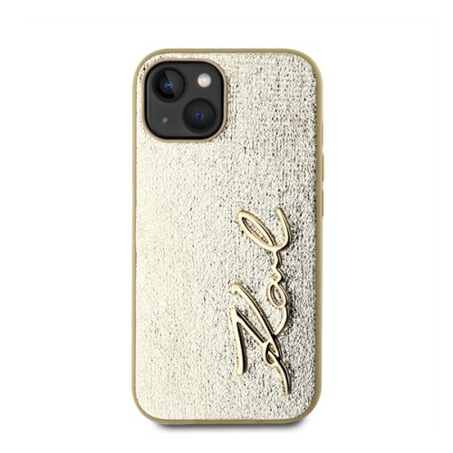 Karl Lagerfeld Wrinkled PU Signature Logo Apple iPhone 14 hátlap tok, arany