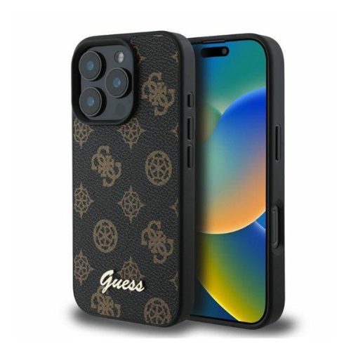 Guess Peony Script Apple iPhone 16 Pro Max Magsafe kompatibilis hátlap tok, fekete