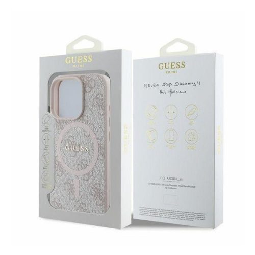 Guess 4G Ring Classic Logo Apple iPhone 16 Pro hátlap tok, rózsaszín