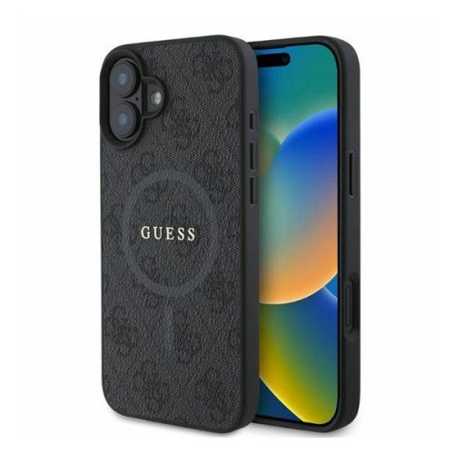 Guess 4G Ring Classic Logo Apple iPhone 16 hátlap tok, fekete