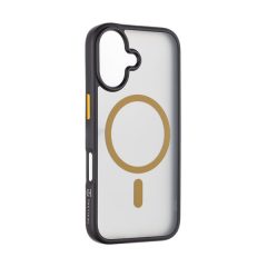   Apple iPhone 16, Műanyag hátlap védőtok + szilikon keret, közepesen ütésálló, Magsafe kompatibilis, Tactical MagForce Hyperstealth 2.0, áttetsző/fekete/sárga