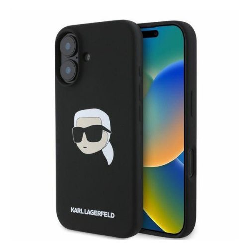 Karl Lagerfeld Liquid Silicone Karl Head MagSafe Apple iPhone 16 hátlap tok, fekete