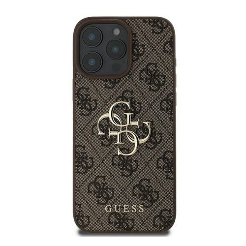 Guess PU 4G Metal Logo Apple iPhone 16 Pro hátlap tok, barna