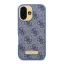 Guess 4G Logo Plate iPhone 16 Pro MagSafe kemény hátlap tok, kék GUHMP16LU4GPRB